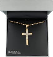 AMERICAN EXCHANGE Men's Crystal Cross Pendant Necklace