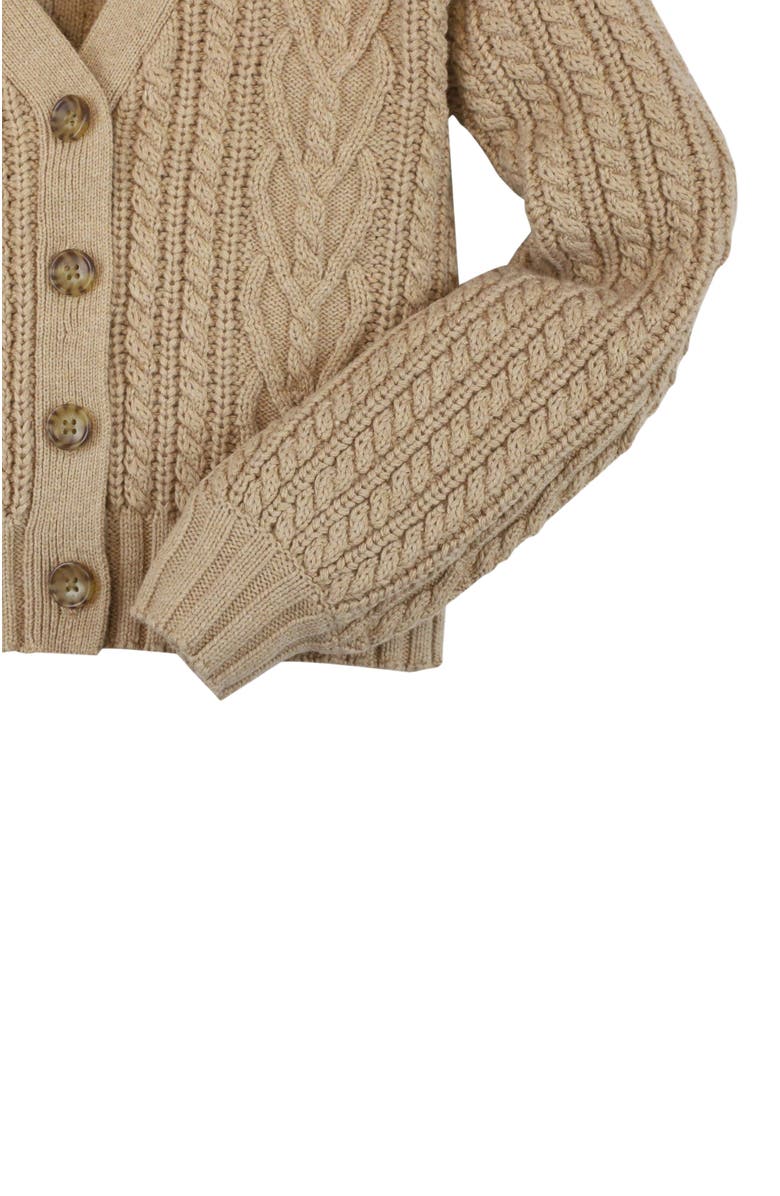 Hope & Henry Baby Girls' Chunky Cable Cardigan, Infant, Alternate, color, Camel Heather Heart Cable