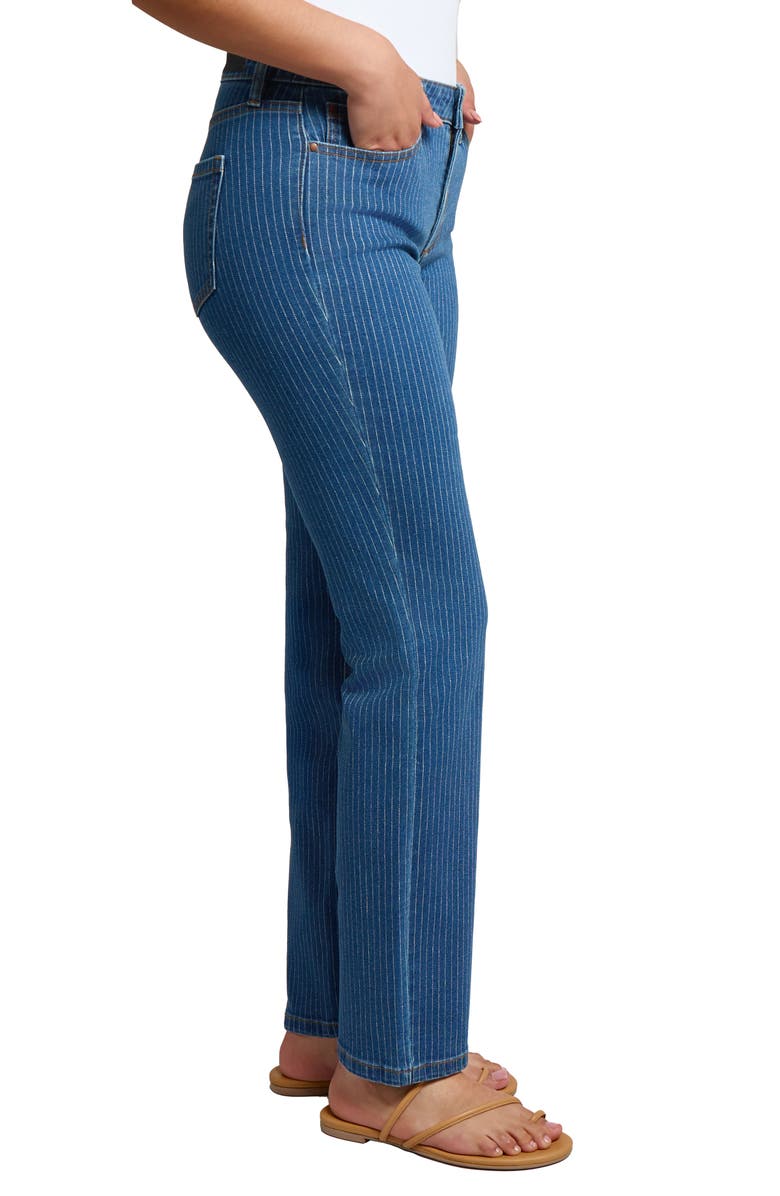 Jones New York Lexington Pinstripe Straight Leg Jeans, Alternate, color, 
