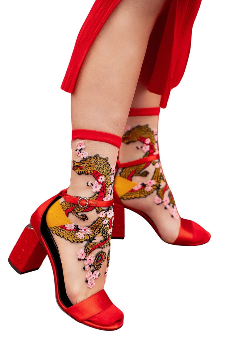 Sock Candy Fire & Scales Sheer Crew Socks, Alternate, color, 