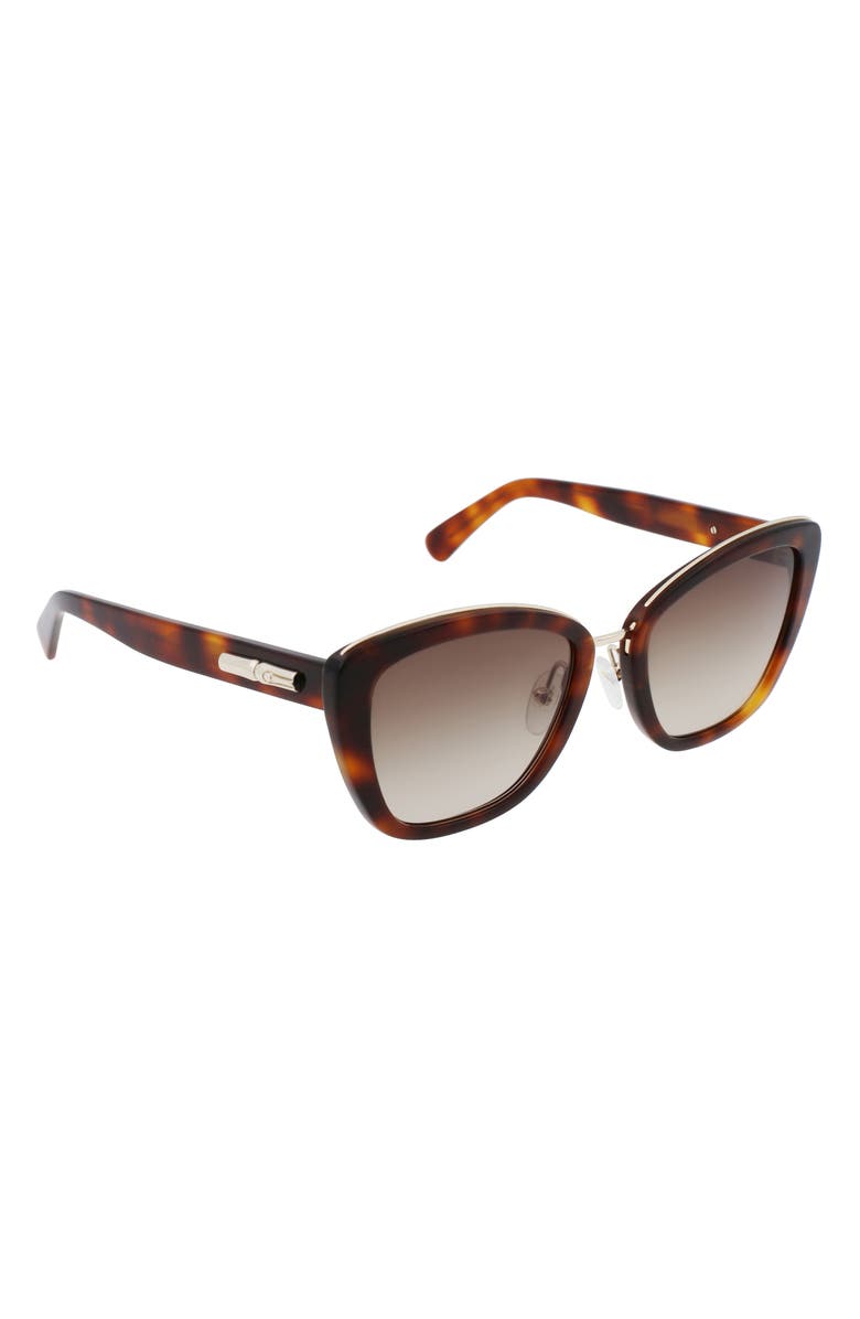 Longchamp Roseau 53mm Gradient Rectangle Sunglasses, Alternate, color, Havana/ Brown