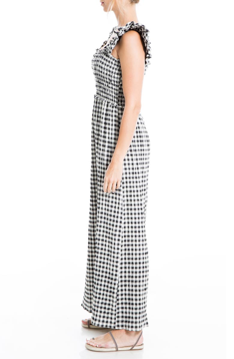 MAX STUDIO Flutter Sleeve Smocked Gingham Maxi Dress, Alternate, color, 