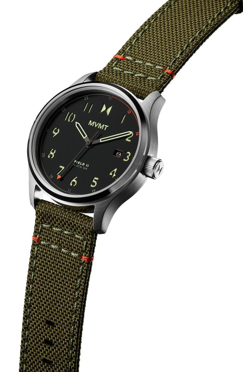 MVMT WATCHES Field II Nylon Strap Watch, 41mm, Alternate, color, 