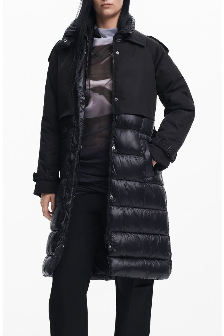 Estocolmo Layered Puffer Coat, Main, color, BLACK