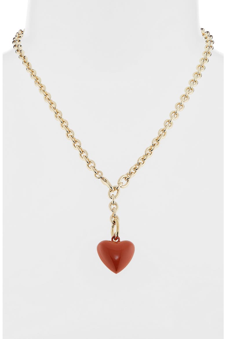 The Mini Puffy Heart Necklace, Alternate, color, SIENNA
