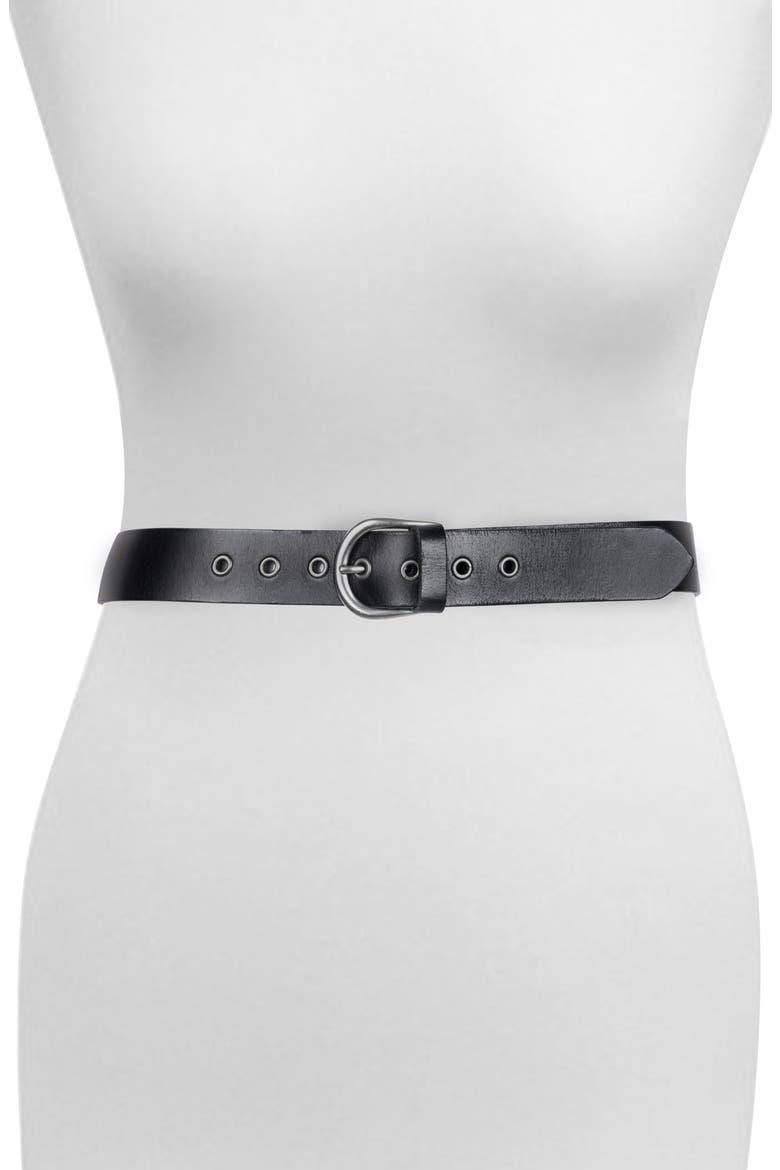 Leather Belt, Alternate, color, BLACK