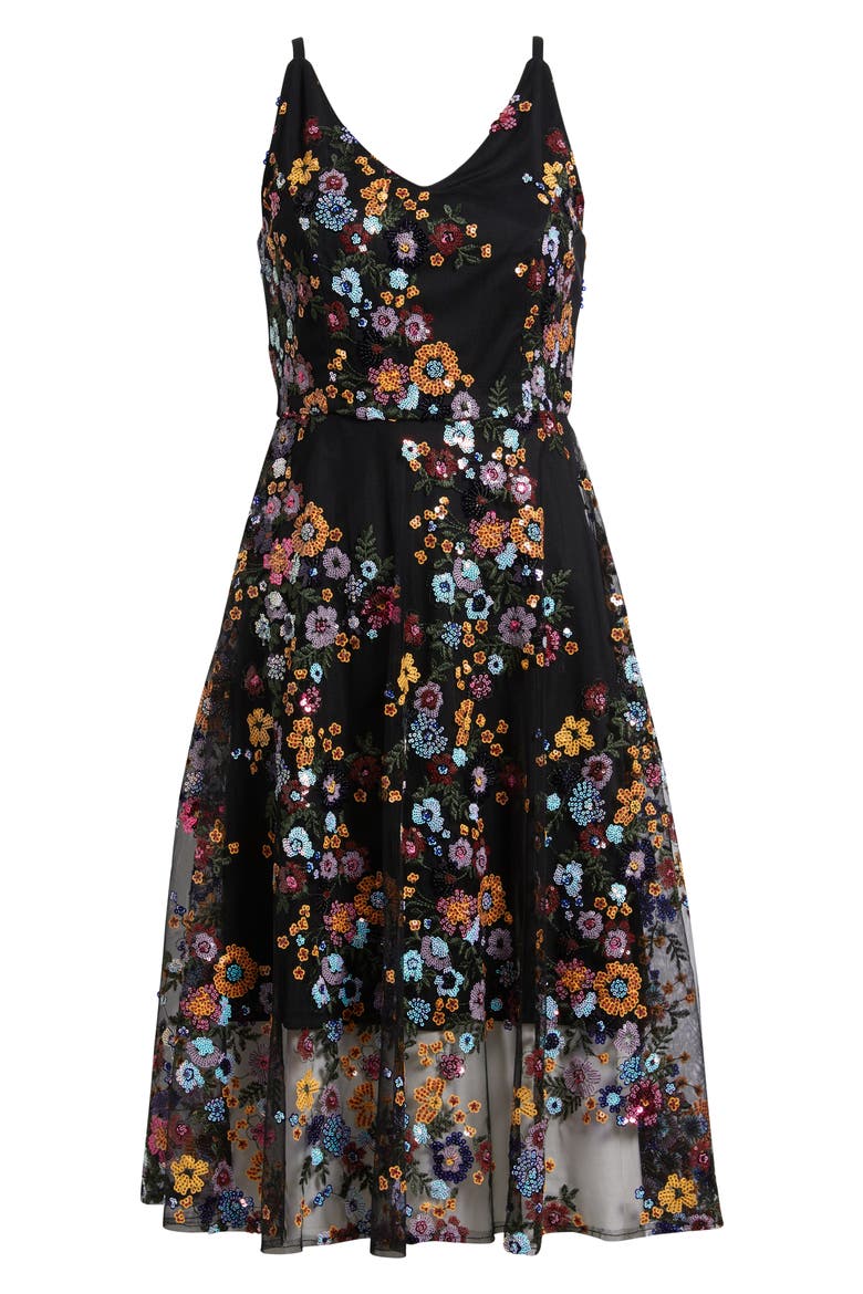 Sequin Floral Mesh Dress, Alternate, color, MINT MULTI