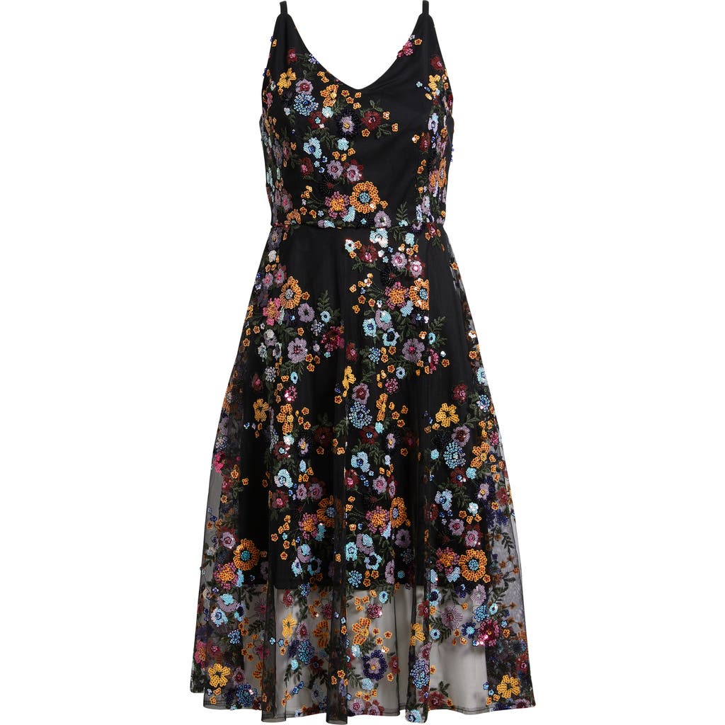 Sam Edelman Sequin Floral Mesh Dress In Mint Multi