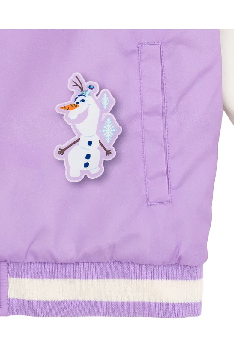 Disney Frozen Varsity Bomber Jacket, Alternate, color, Lavender Anna Elsa