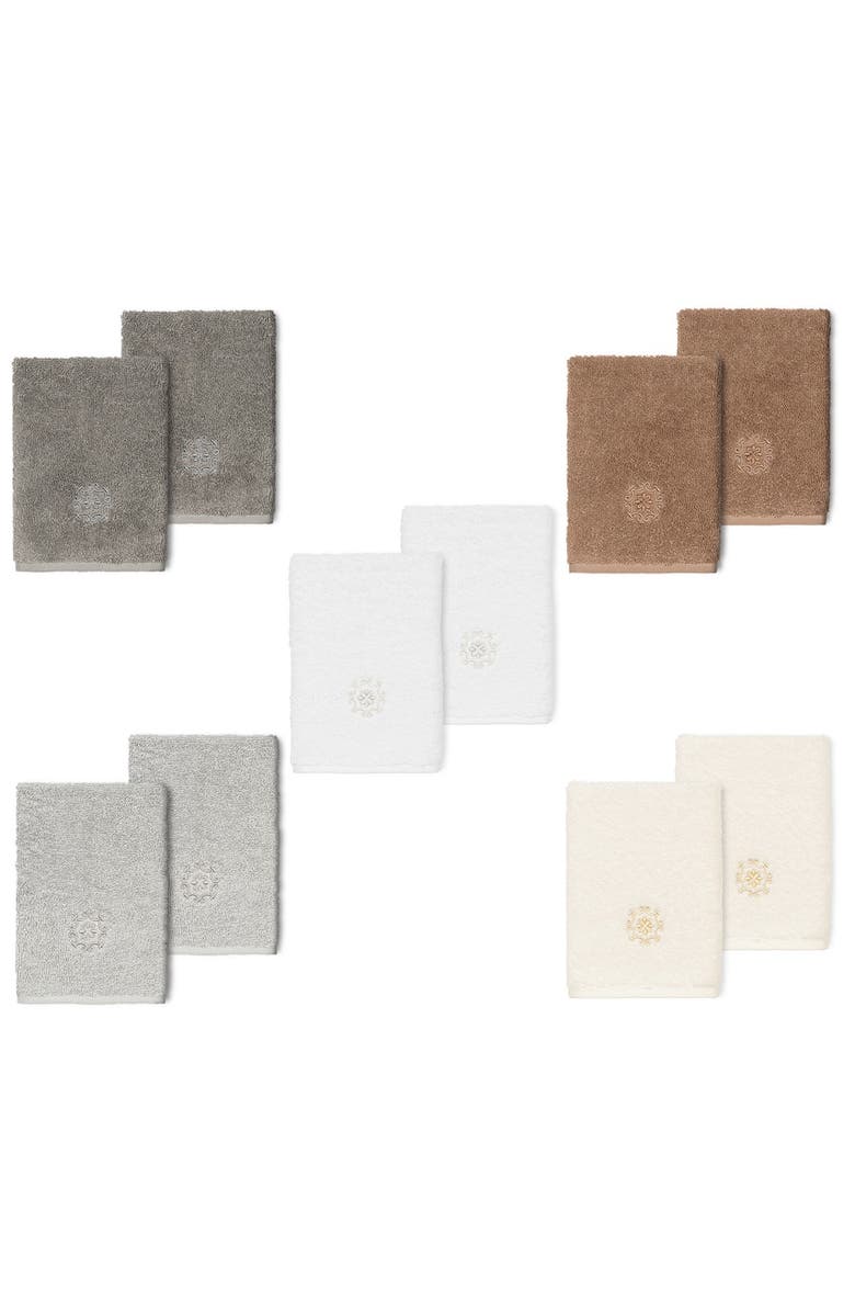 Linum Home Textiles Alyssa Embellished Washcloth - Set of 2 - Dark Gray, Alternate, color, Dark Gray