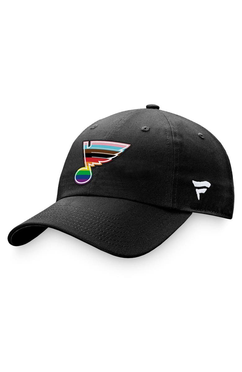 FANATICS Men's Fanatics Branded Black St. Louis Blues Team Logo Pride Adjustable Hat, Main, color, Black