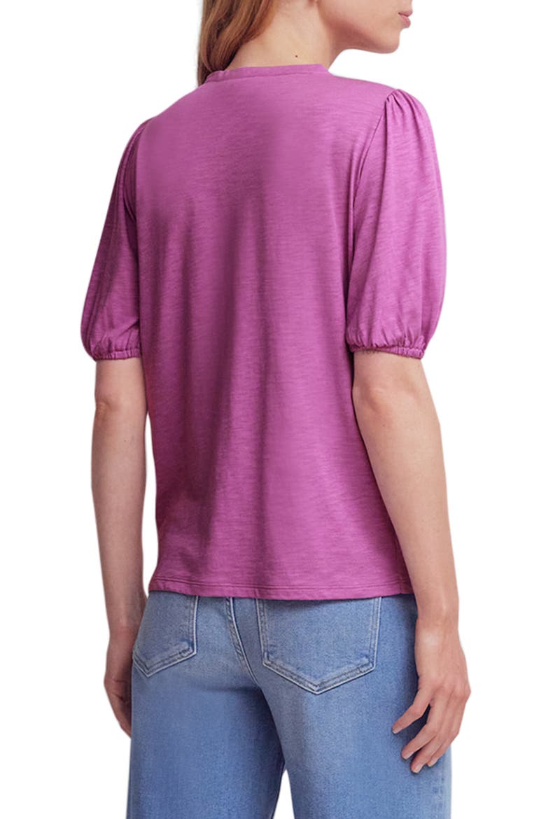 Mya Smocked Short Sleeve Button-Up Shirt, Alternate, color, MULBERRY