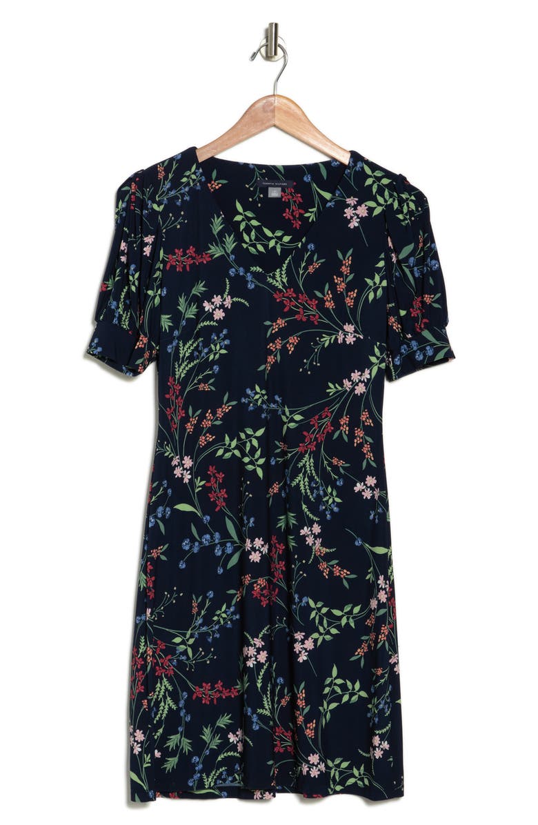 Tommy Hilfiger Puff Sleeve Floral Jersey Dress, Alternate, color, 