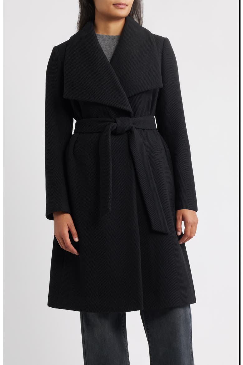 Chevron Pattern Tie Waist Coat, Main, color, BLACK