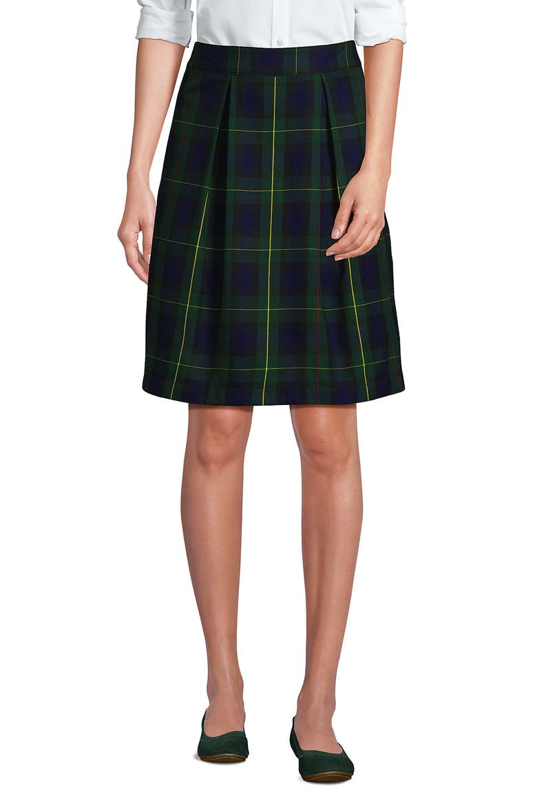 School Uniform  Plaid Pleated Skort Top of Knee, Main, color, Plaid Hunter/Classic Navy