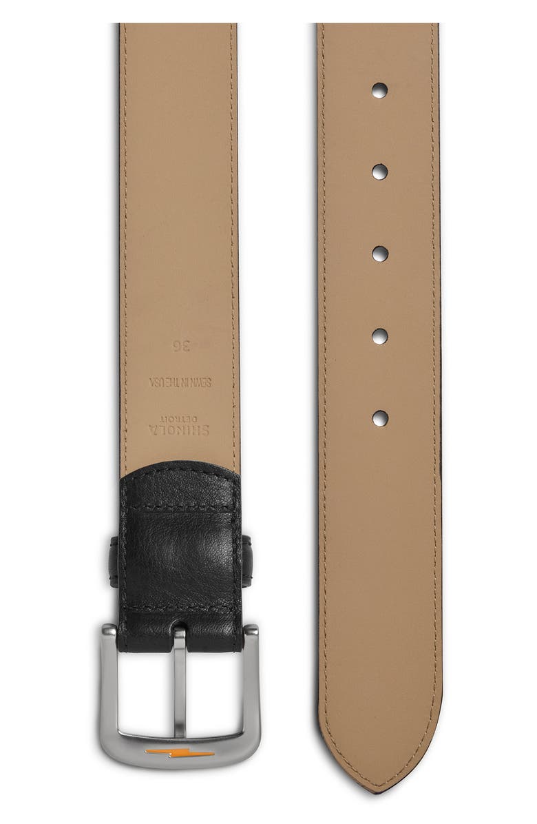 Shinola Canfield Vachetta Leather Belt, Alternate, color, Black