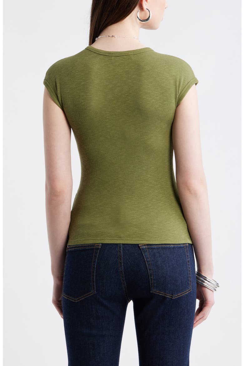 Cap Sleeve Stretch Cotton & Modal Rib T-Shirt, Alternate, color, OLIVE CAPULET
