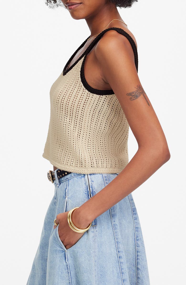 Madewell Open Stitch Sweater Tank, Alternate, color, Sand And Black Combo