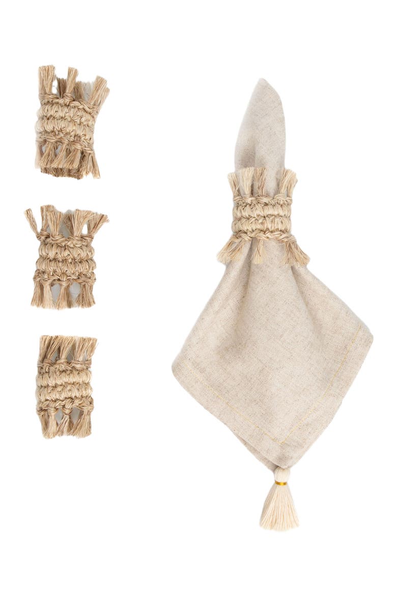 Fique Fringe Napkin Rings Set of 4, Alternate, color, Natural