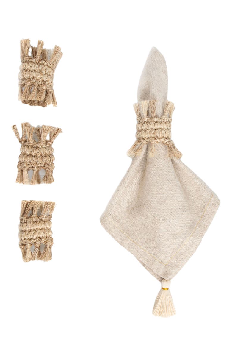 Tallo de Olivo Fique Fringe Napkin Rings Set of 4, Alternate, color, Natural