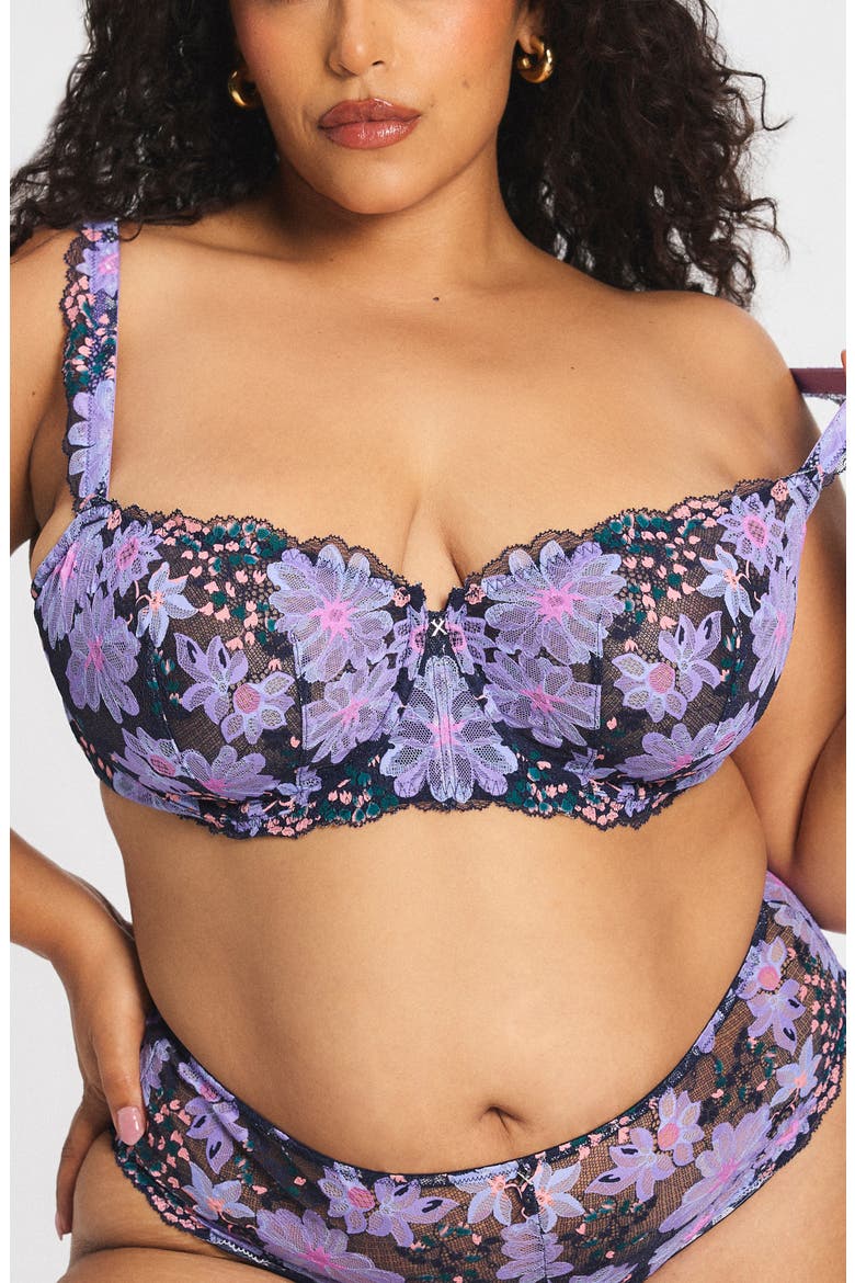 Fleur Fantasy Unlined Balconette Bra, Alternate, color, DARK AND STORMY BLUE