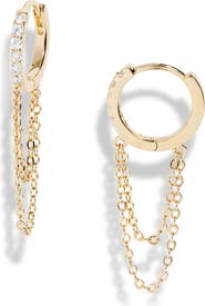 Nordstrom Chain Drop Huggie Hoop Earrings