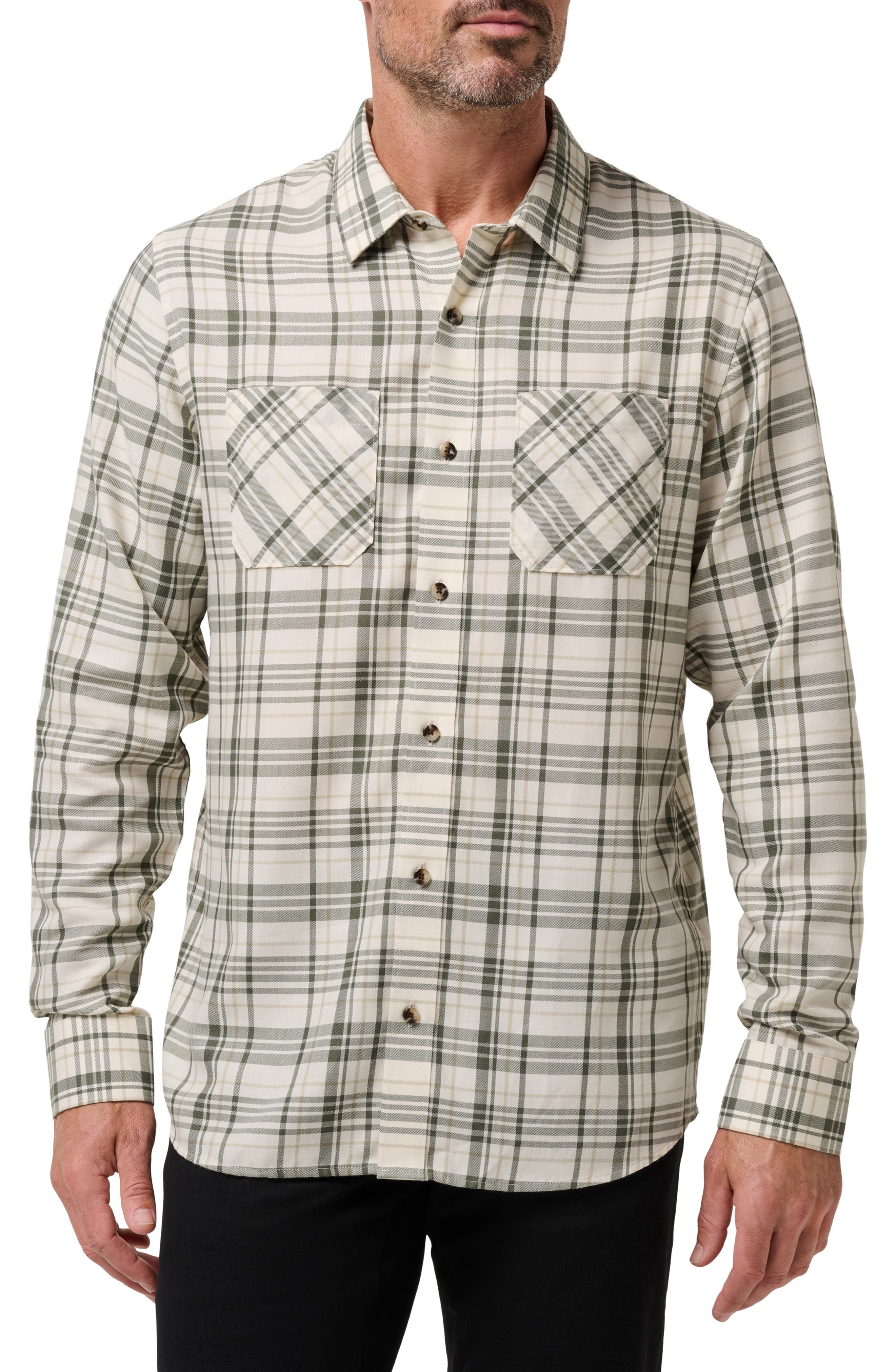 TravisMathew Cloud Plaid Flannel Button-Up Shirt