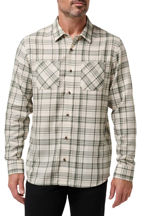 Cloud Plaid Flannel Button-Up Shirt