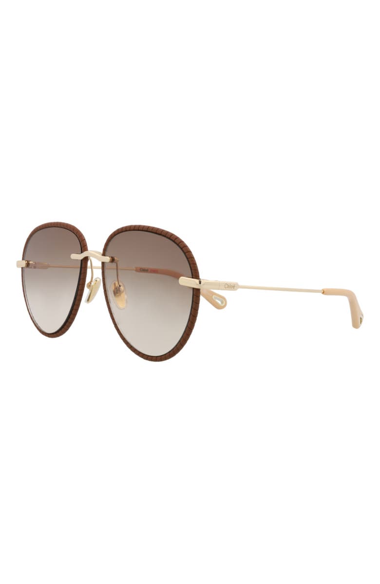 Chloé 57mm Round Gradient Sunglasses, Alternate, color, Gold Gold Brown
