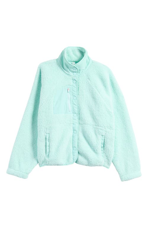 Zella Girl Kids' Snap To It Fleece Jacket In Teal Tint