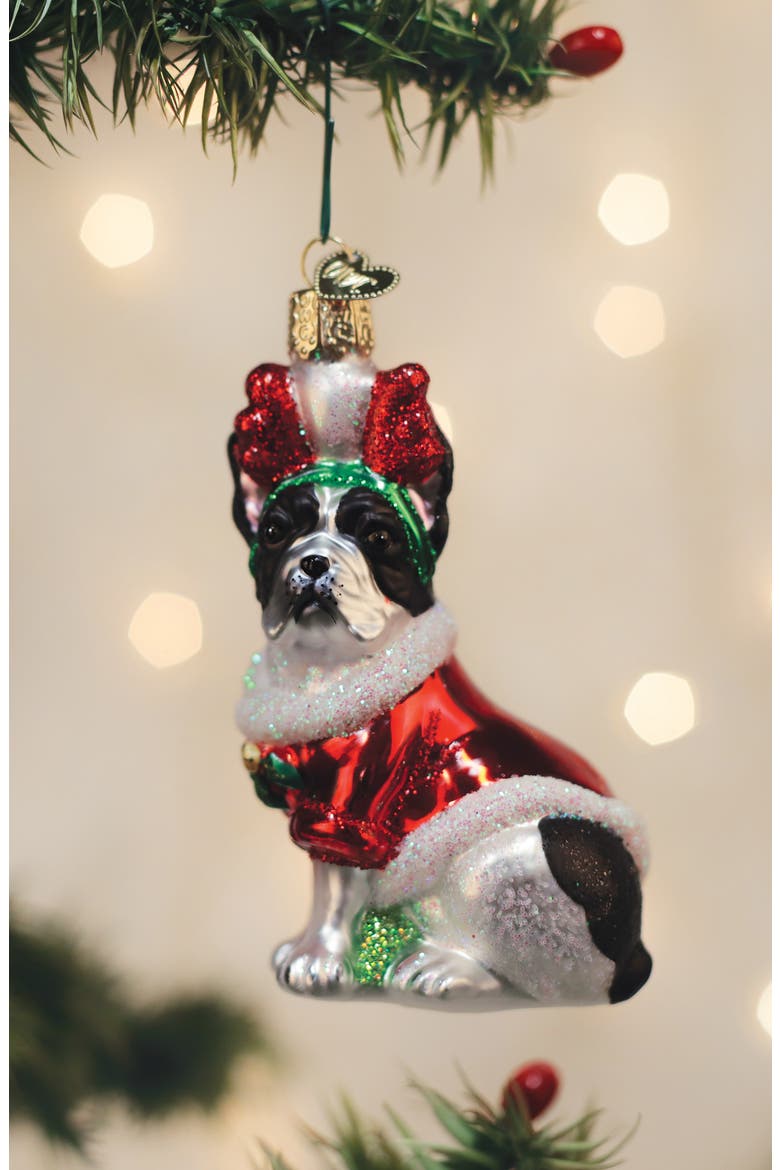 Christmas Holiday French Bulldog Ornament, Alternate, color, RED MULTI