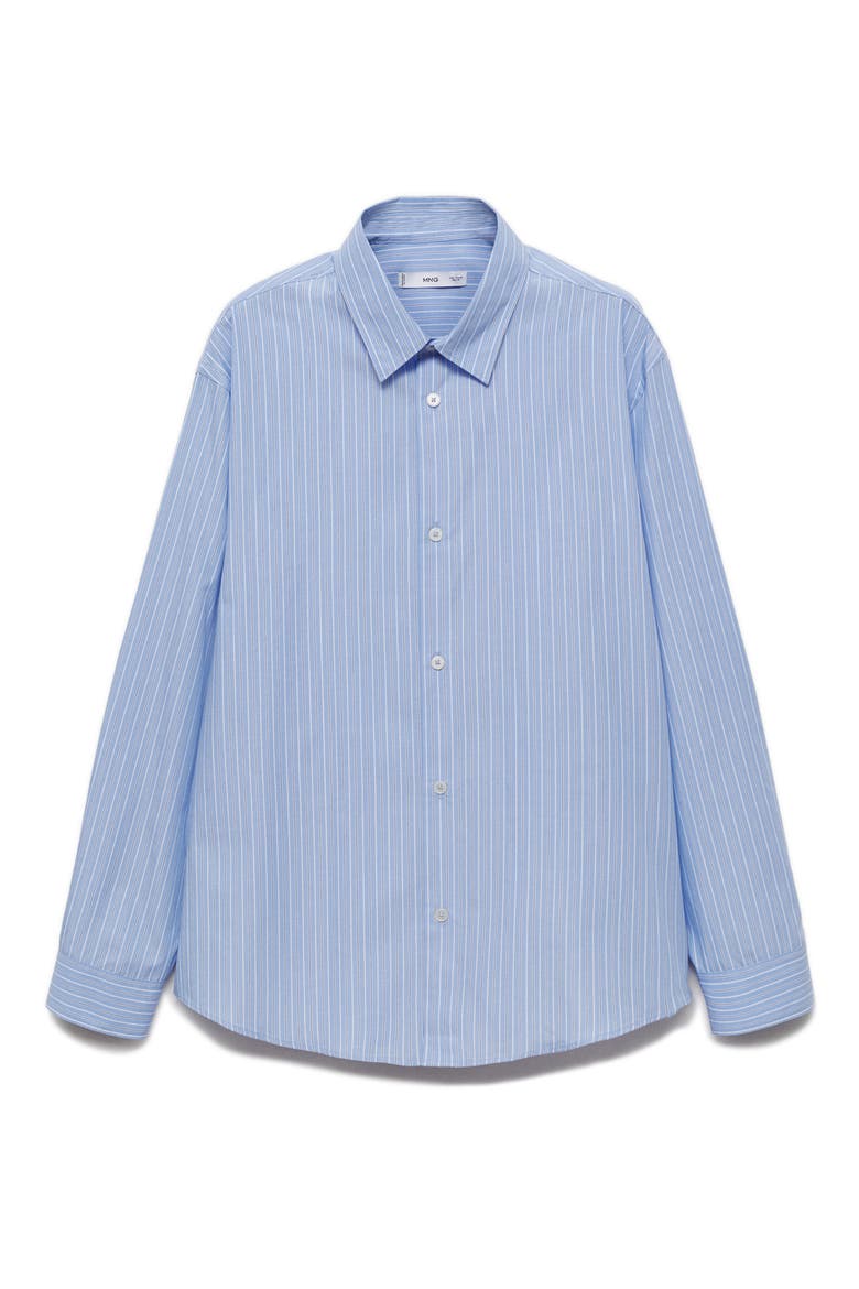 Slim Fit Stripe Cotton Button-Up Shirt, Main, color, BLUE
