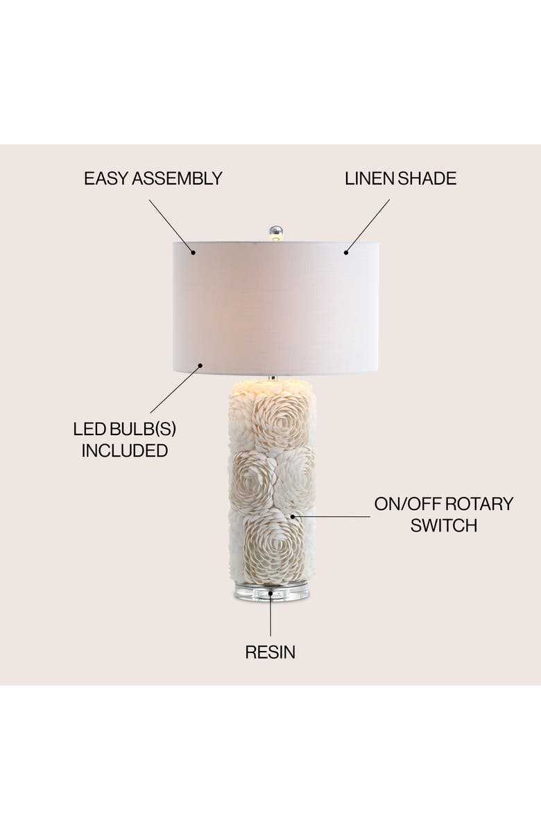 JONATHAN Y Rosette 28.5" Seashell/Resin/Crystal LED Table Lamp, Cream, Alternate, color, Cream