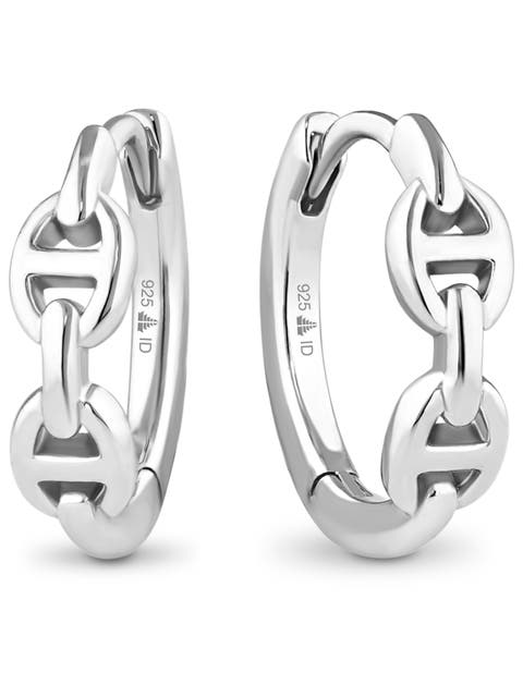 Mariner Anchor Hoop Earrings in Rhodium Plated Sterling Silver