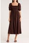 Puff Sleeve Smocked Midi Dress