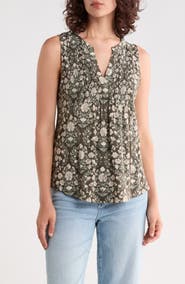 Lucky Brand Print Smocked Tank