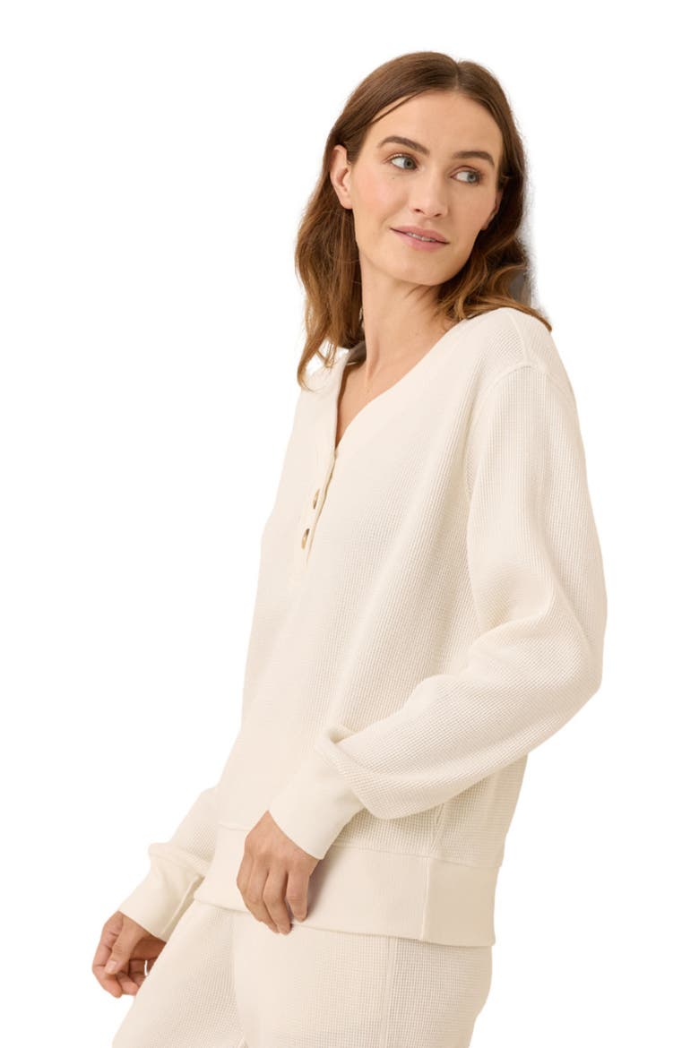Thermal Waffle Henley Pullover, Alternate, color, Pearl