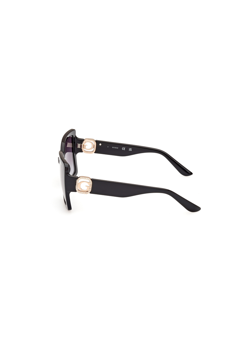 Oversized Square Acetate Sunglasses, Alternate, color, Shiny Black / Gradient Smoke