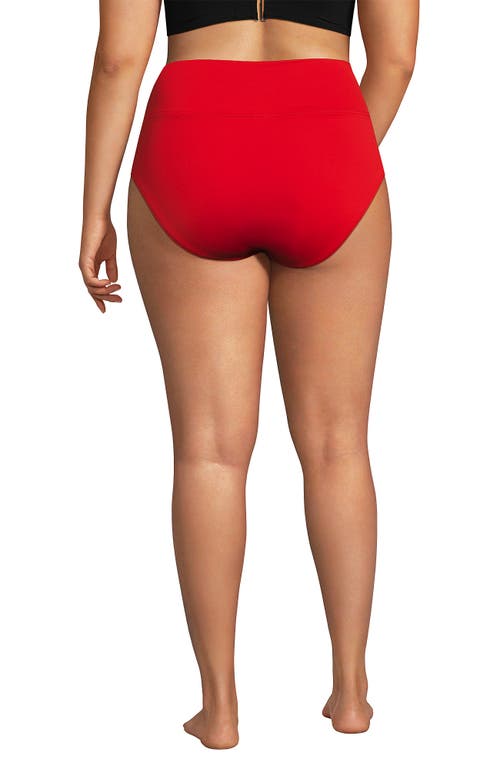 Lands' End Plus Size Pinchless High Waisted Bikini Bottoms In Red