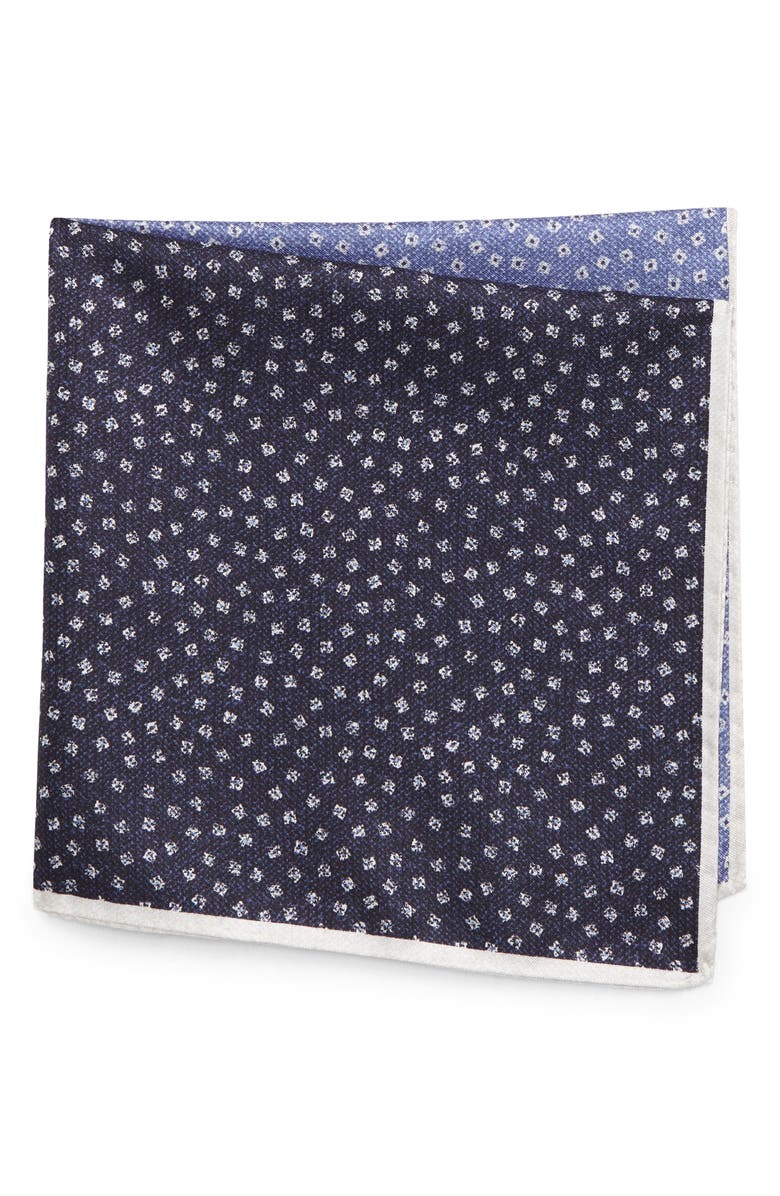 Nordstrom Patchwork Silk Pocket Square, Main, color, Blue