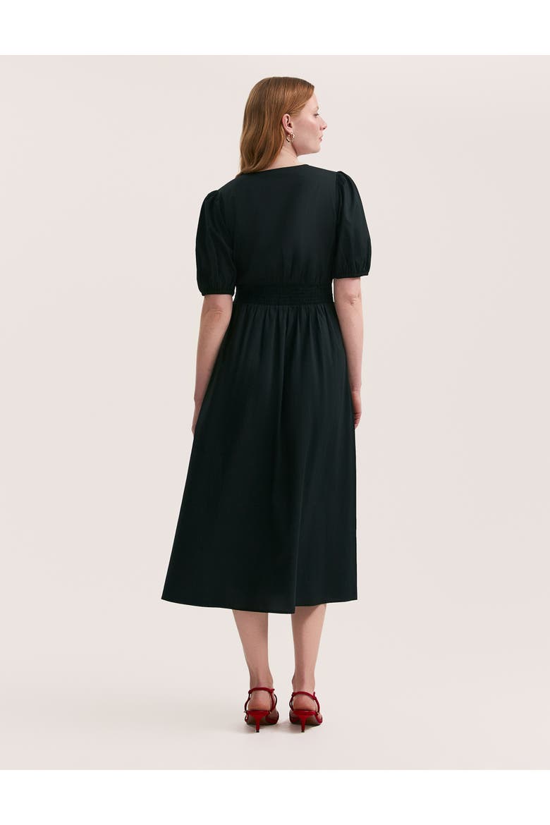 Addison Cotton Midi Tea Dress, Alternate, color, Black