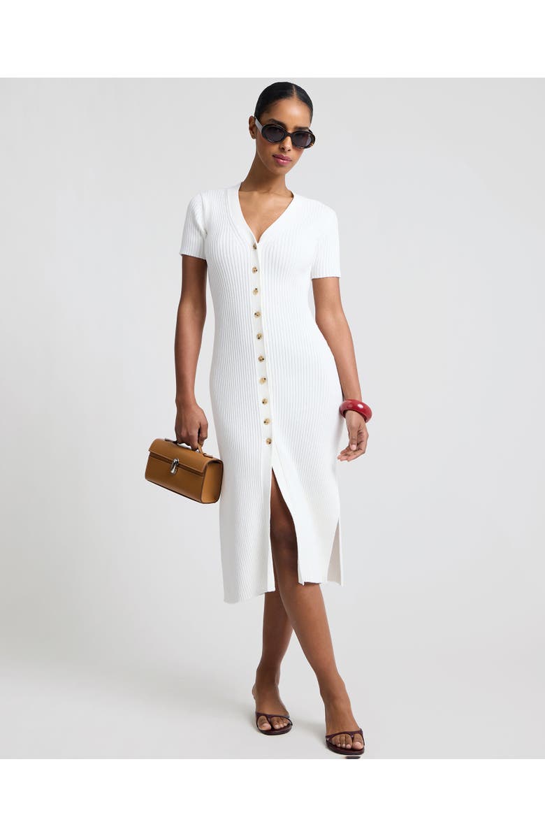 Onia V-Neck Button Front Dress, Main, color, White