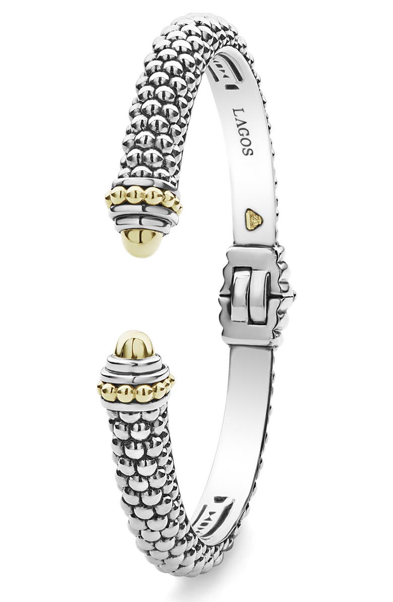 LAGOS Signature Caviar Hinge Cuff Bracelet, Alternate, color, Silver
