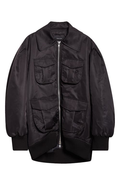 Simone Rocha Multi Pocket Puff Sleeve Bomber Jacket In Black