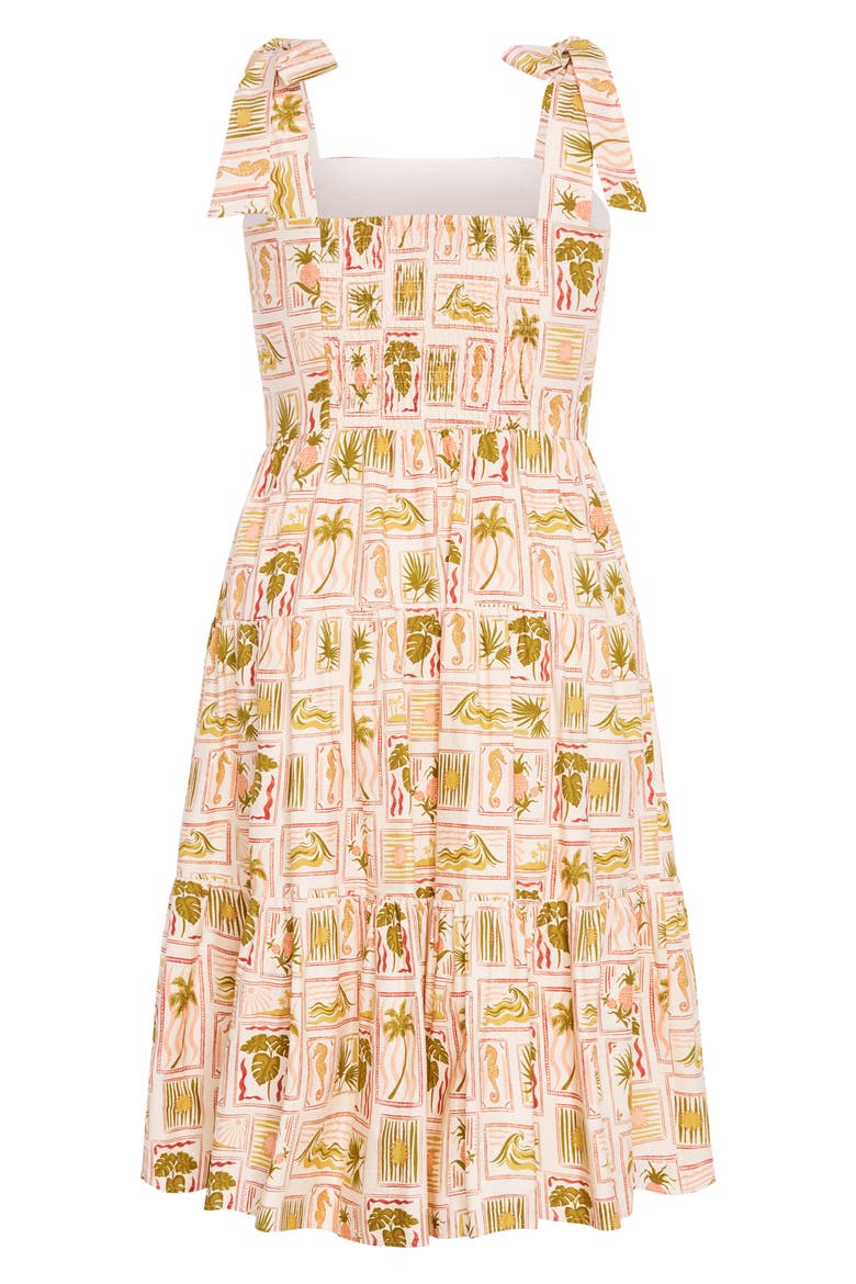 Leila Print Tie Strap Dress, Alternate, color, COOL TROPICS