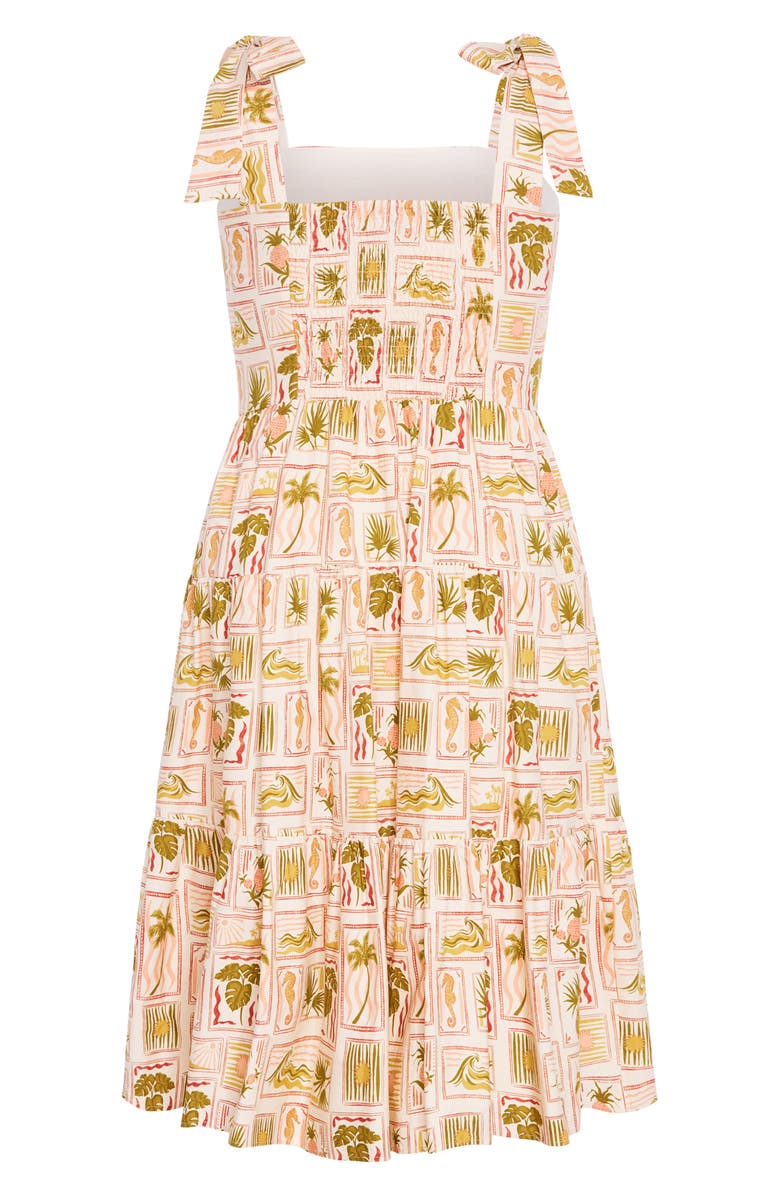 City Chic Leila Print Tie Strap Dress, Alternate, color, 