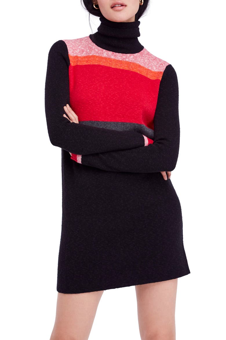 Winter Break Sweater Dress, Main, color, BLACK
