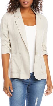 Karen Kane Ruched Sleeve Linen Blazer