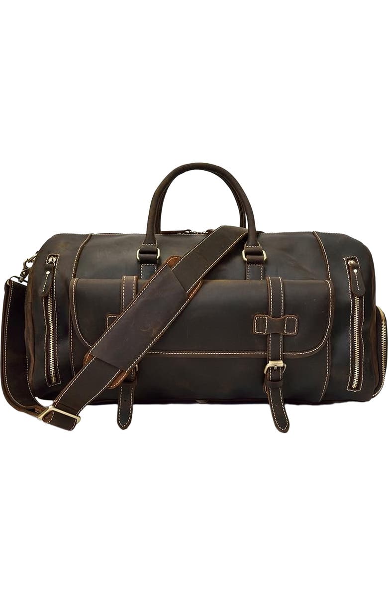 STEEL HORSE LEATHER The Bard Weekender | Handmade Leather Duffle Bag, Main, color, Dark Brown
