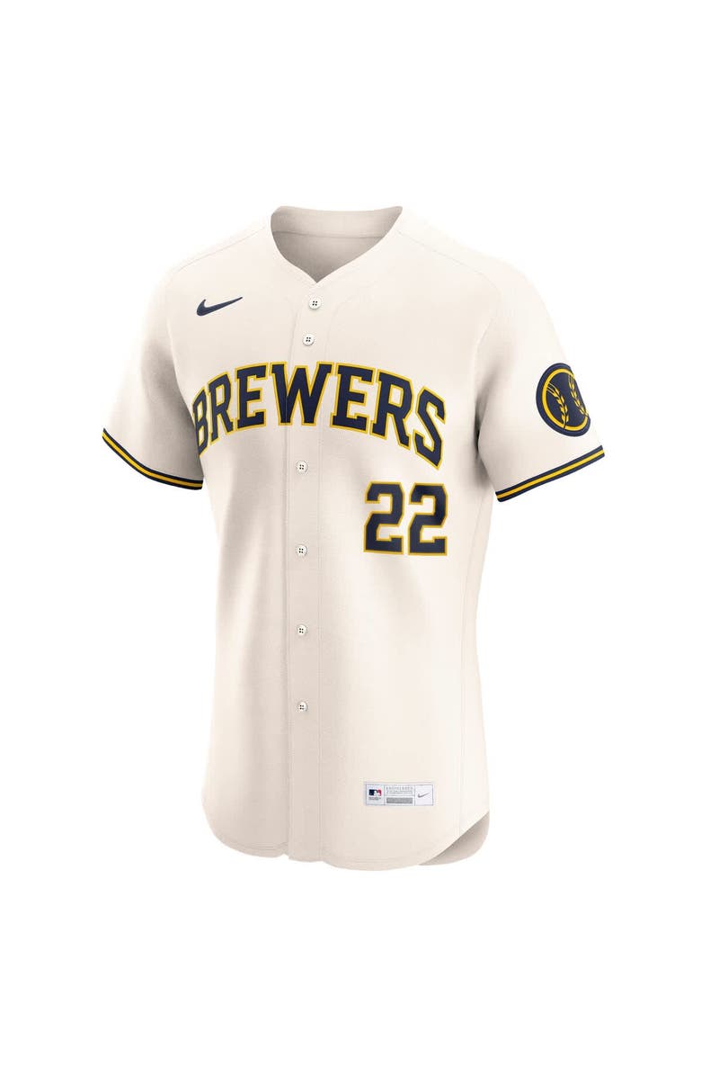 Nike Men's Nike Christian Yelich Cream Milwaukee Brewers Home Elite Player Jersey, Alternate, color, Cream